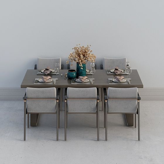 Sophisticated Dining Table Set 3D model for Modern Interiors