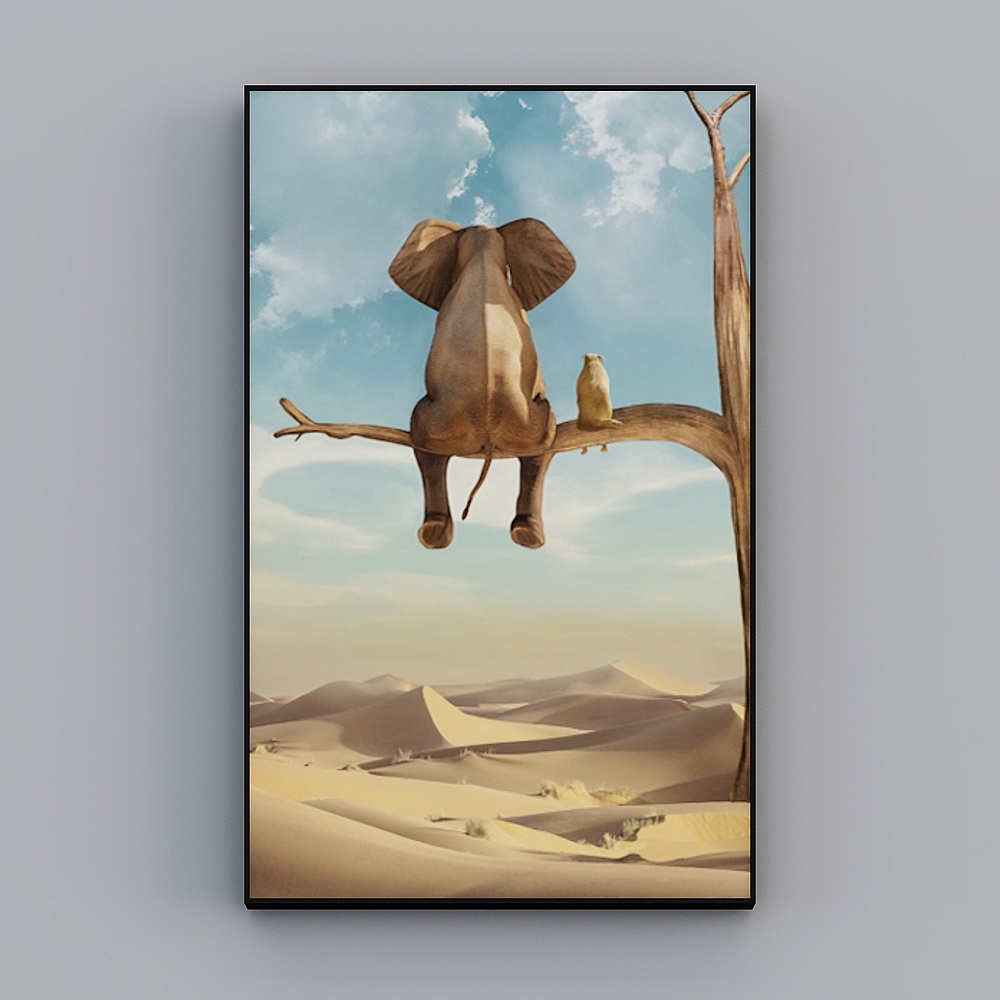 Peinture décorative en éléphant minimaliste pour couloir Hyunguan de Roshan - Monde libre A