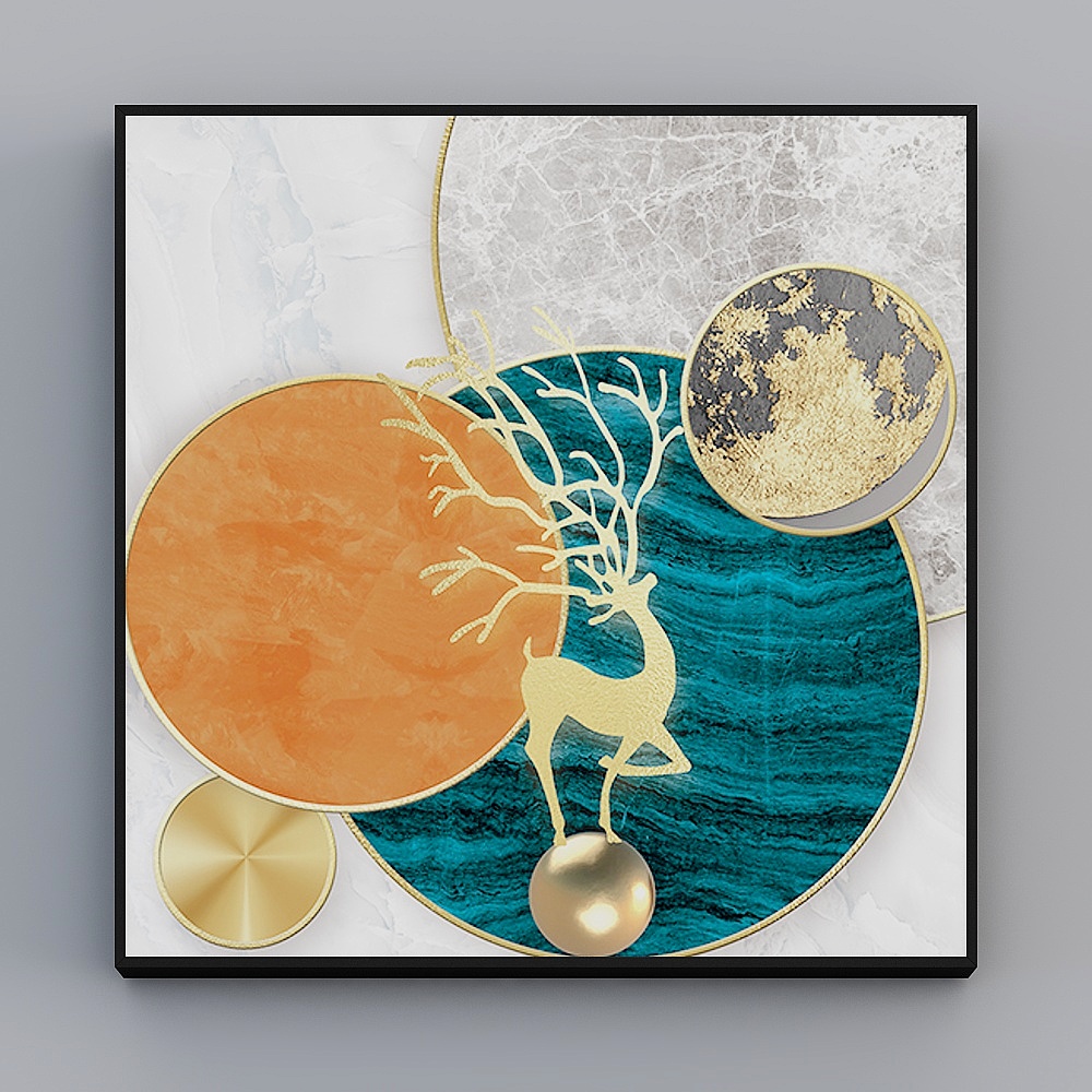 Roshan - Modern Wind - Light luxury living room decorative painting - Fulu beautiful D