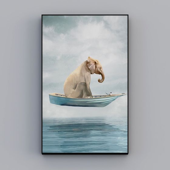 Cloud Voyager 3D model with Elephant on a Boat