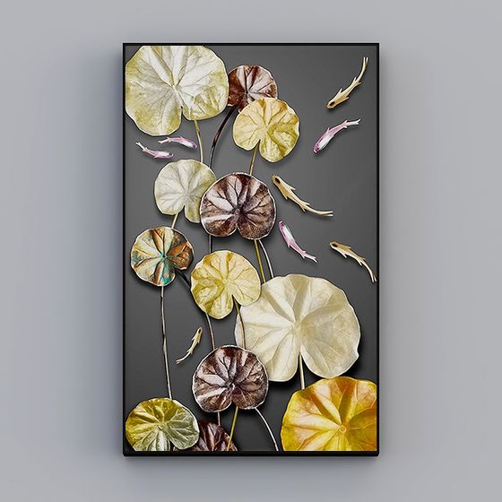 Lotus Leaves and Swimming Fish 3D model for Creative Projects