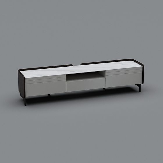 Stylish Black and White TV Stand 3D model