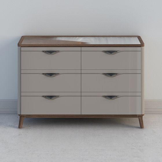 Stylish Retro 6-Drawer Cabinet 3D model