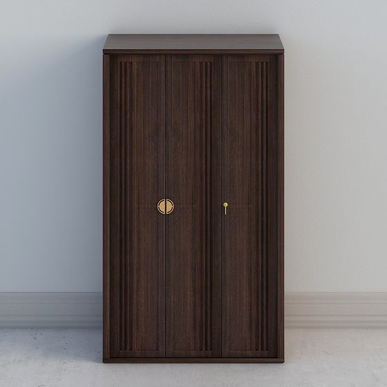 Wooden Sliding Door Cabinet 3D Model for Creative Spaces