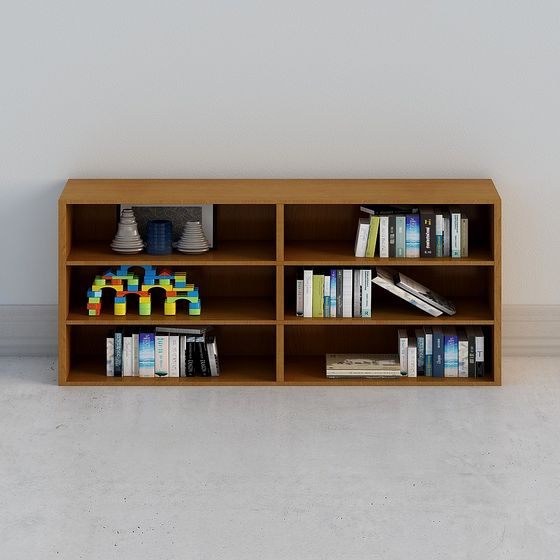 Elegant Low Poly Bookshelf 3D model