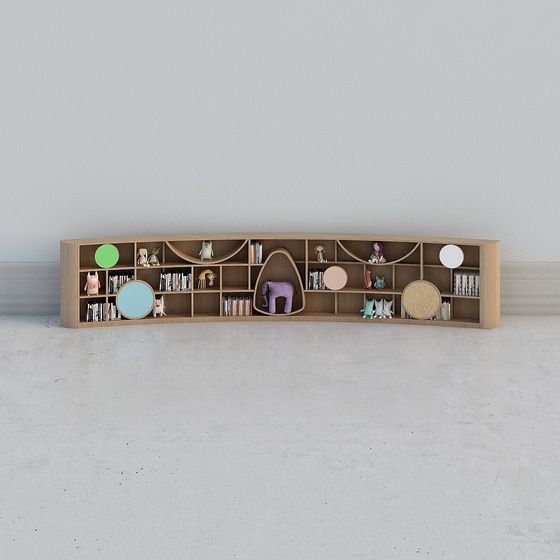 Stylish Low-Poly Bookshelf 3D model