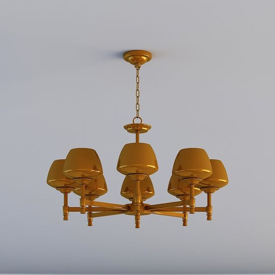 Elegant Gold and Beige Chandelier 3D model