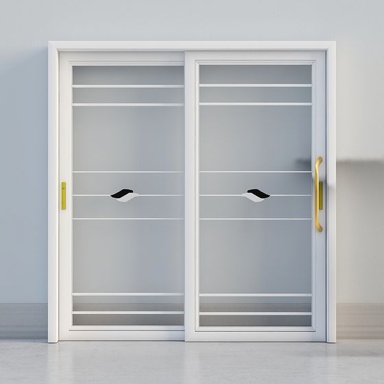Sleek Glass Sliding Door 3D model