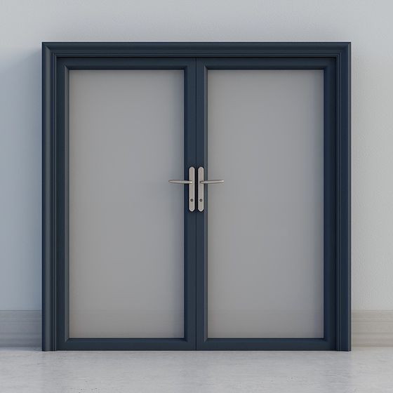 Stylish Navy Blue Double Door 3D model for Modern Spaces