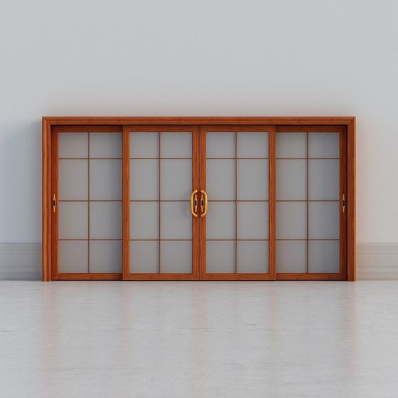 Stylish Glass Wood Door 3D model for Elegant Spaces