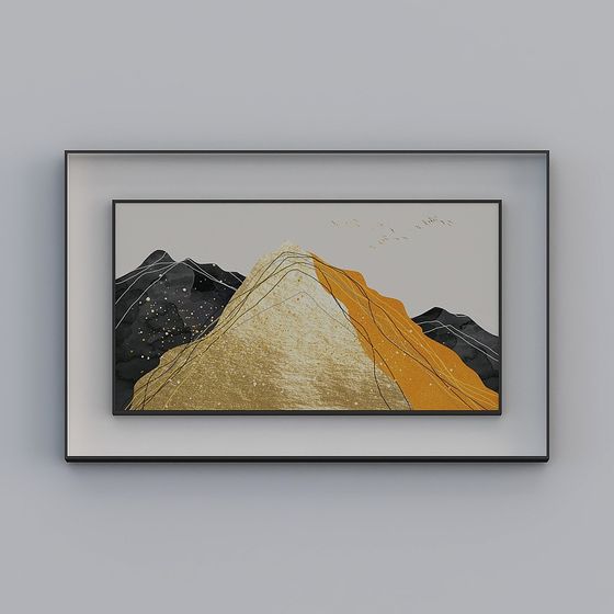 Artistic Mountain Peak 3D Model in Gold and Orange