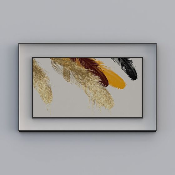 Beautiful Feather Framed Artwork 3D model for Creative Projects