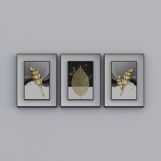 Golden Feather Frame 3D model