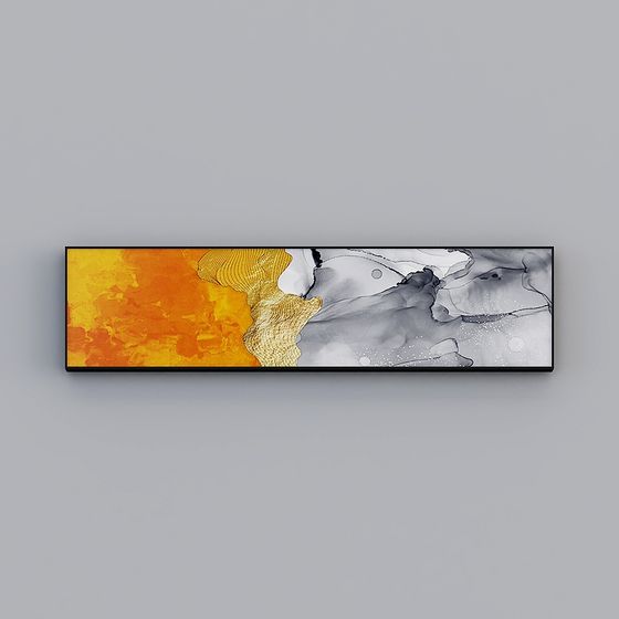 Abstract Frame 3D Model – Gold and Black Artistic Design