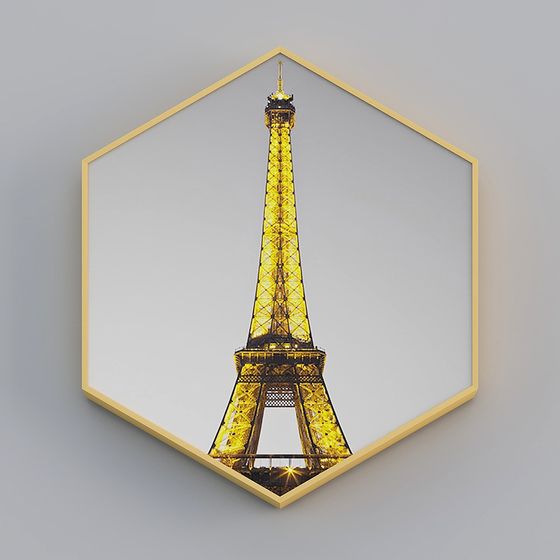 Golden Tower 3D model Inspired by the Eiffel Tower