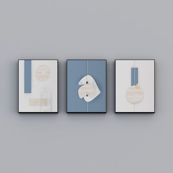 Roshan - Vent moderne - Peinture décorative minimaliste pour salon - Ombre fantôme (ensemble de trois) DEF