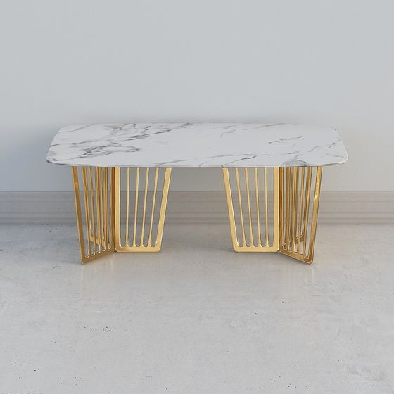 Elegant Marble Top Metal Leg Side Table 3D model