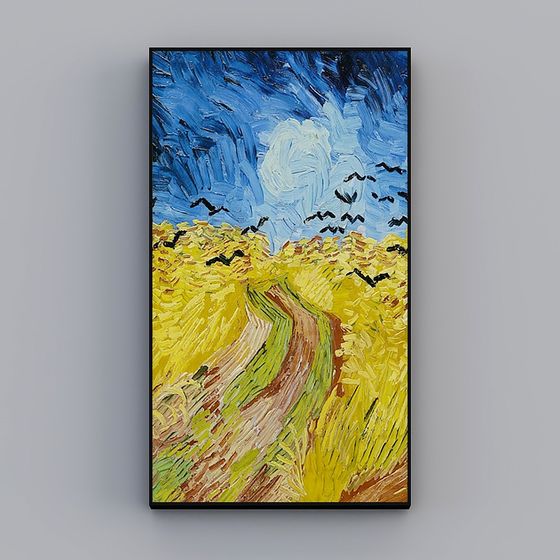 Vibrant 3D Model of Van Gogh's 'Wheat Field with Crows'