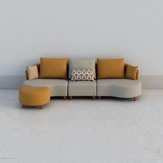 Urban Comfort Low-Poly Sofa 3D model