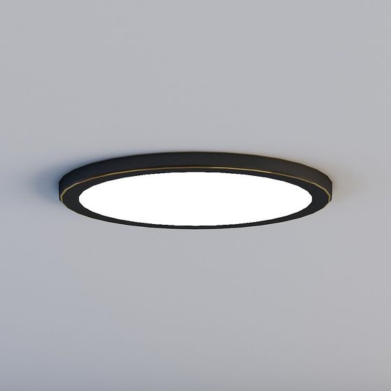 Stylish Black Ceiling Light 3D Model for Interiors
