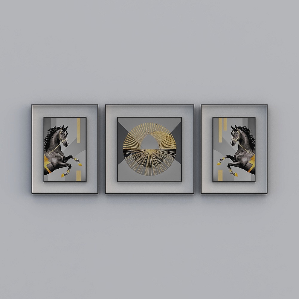 Jane on - Light Luxury Wind - Living Room Decorative Painting - SK-019 - Flame War Horse