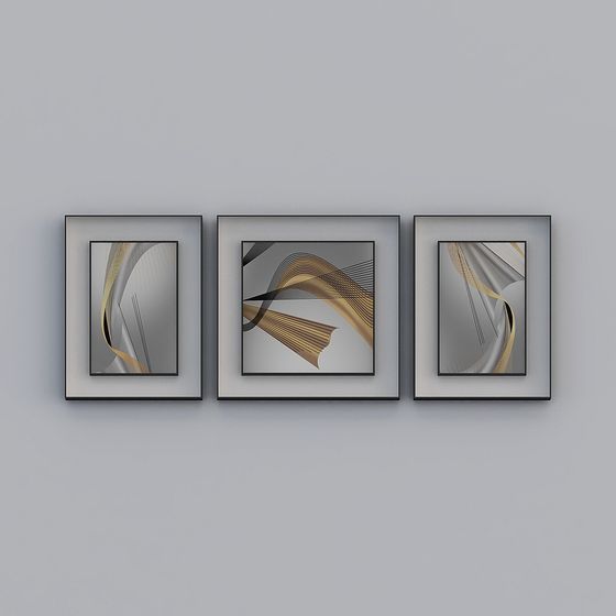 珍-輕奢風-客廳裝飾畫-SK-020-金色奢華軌道