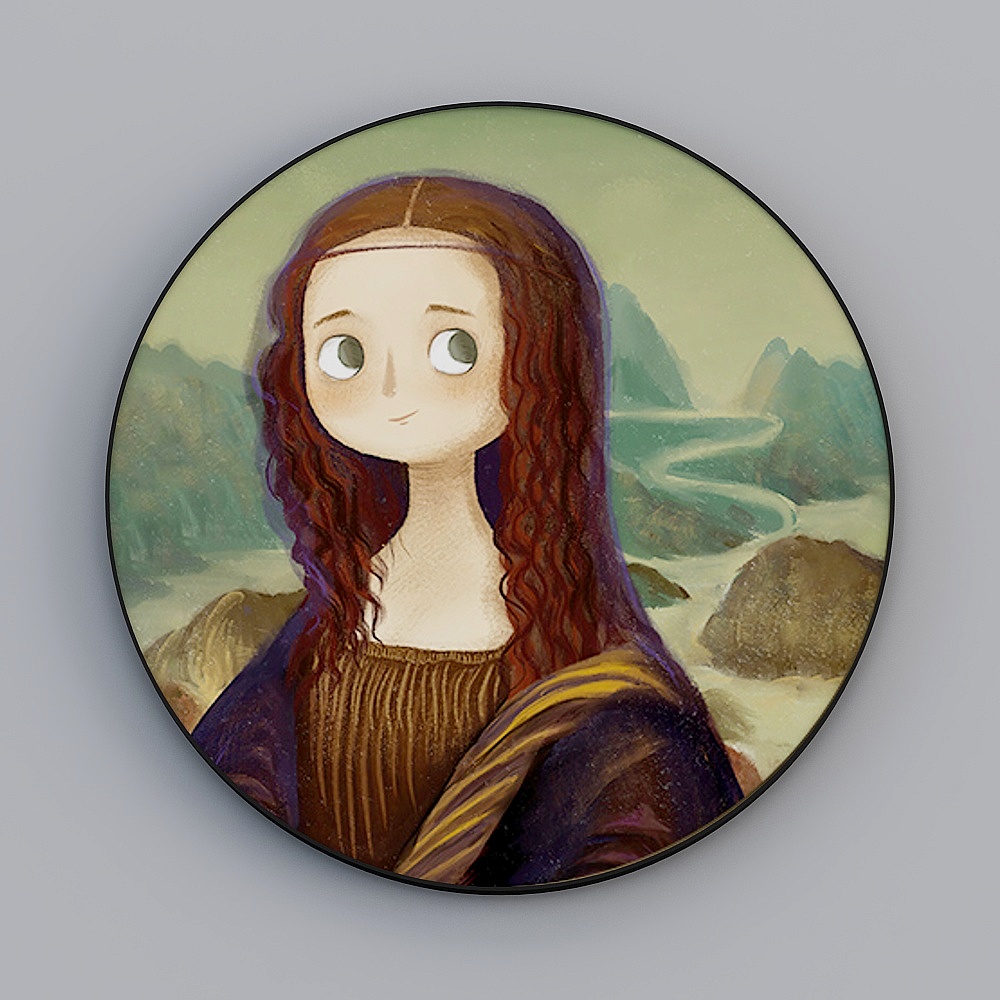 Roshan - สวนทันสมัย - ภาพวาดตกแต่งห้องนั่งเล่นแบบหรูหรา Mona Lisa - วิวเงียบ (กลม) A