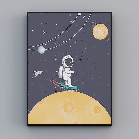 Moon Skateboarding Astronaut 3D model