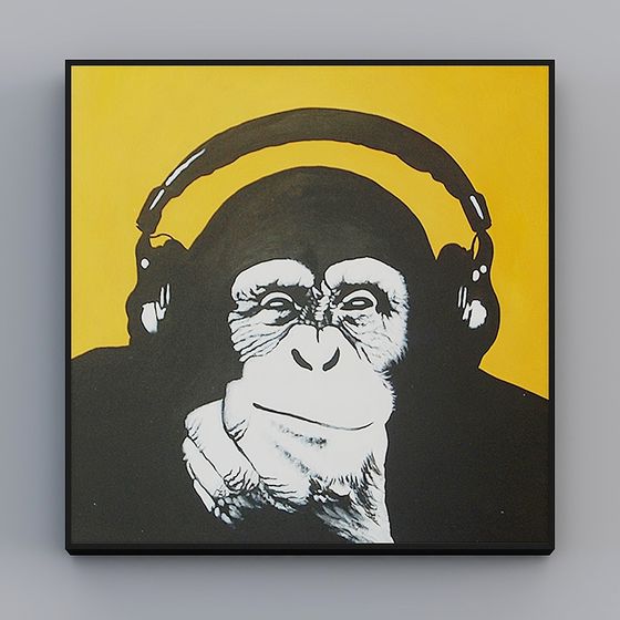 Stylish Low-Poly Gorilla 3D Model with Headphones