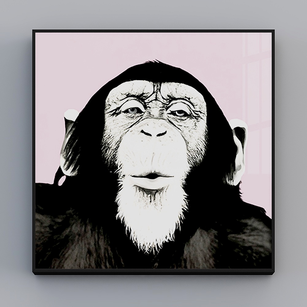 Low-Poly Chimp Portrait 3D Model