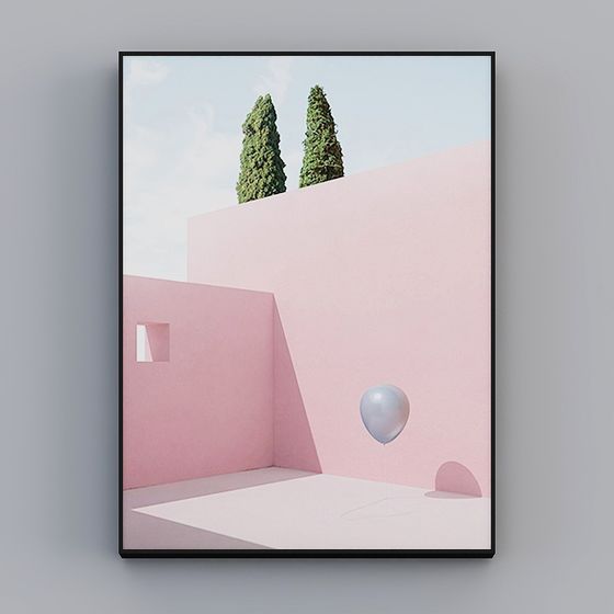 Roshan - Modern Wind - Geometrisches Gebäude Xuanguan Restaurant Dekorationsgemälde - Buntes Gebäude E