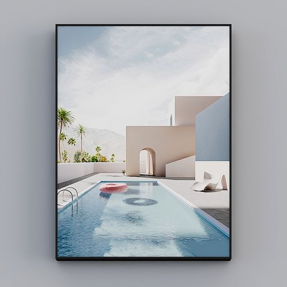 Modern Poolside Retreat 3D model