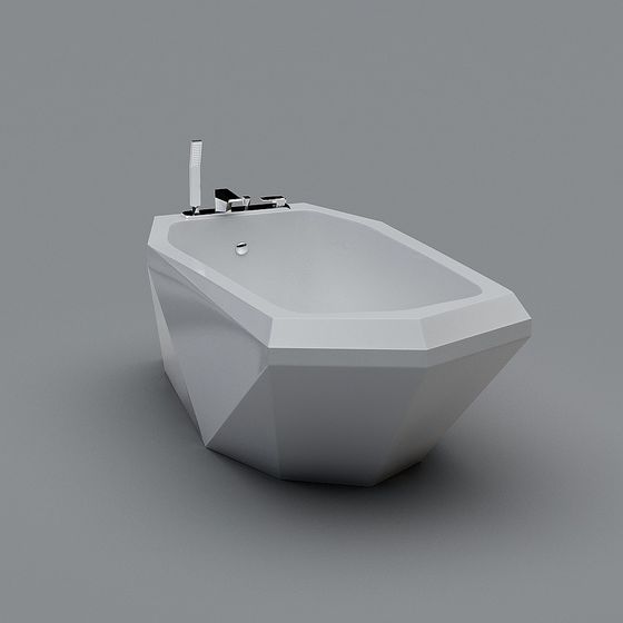 Stylish Geometric Bathtub 3D model for Modern Spaces