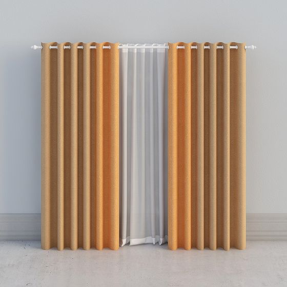 Elegant Low-Poly Curtain 3D Model Design