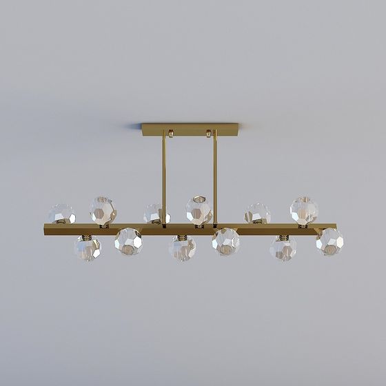 Elegant Crystal and Gold Chandelier 3D model