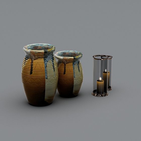 Woven Art Vase and Candle Holder 3D Model