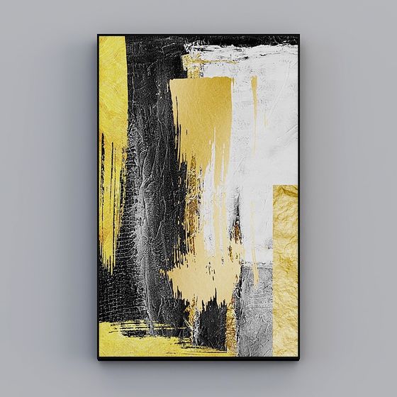 Golden Abstract 3D model - Unique Art Piece