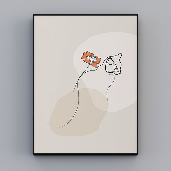 Stylish Cat and Flower 3D model for Creative Projects