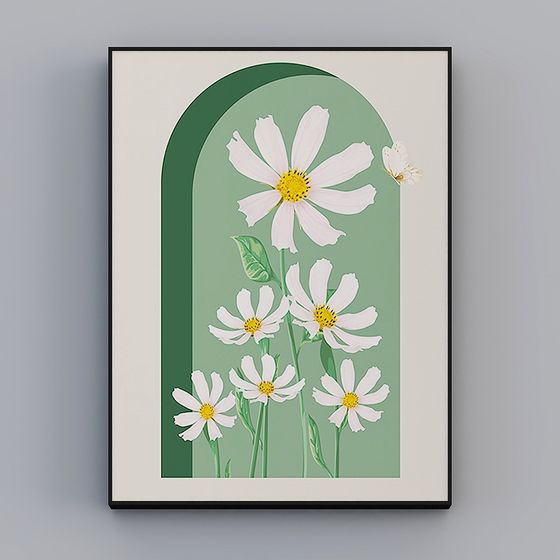 Floral Window 3D Model for Creative Works