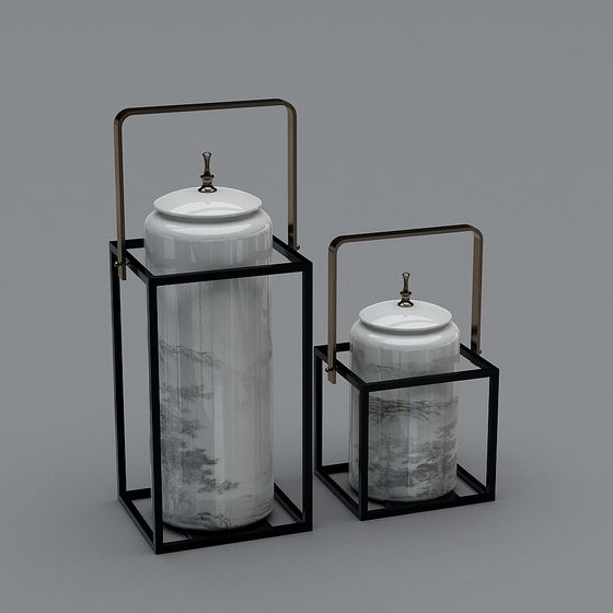 Elegant Minimalist 3D Model with Dual Containers