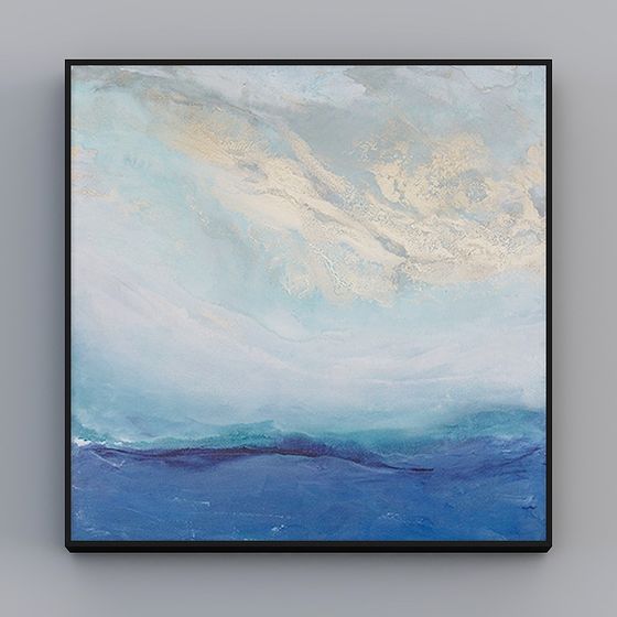 Рошан - Современный ветер - Итальянская минималистская квадратная ресторанная декоративная живопись - Погружающаяся луна G