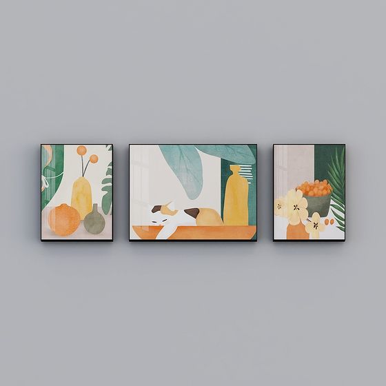 Home Serenity Triptych 3D model for Elegant Interiors