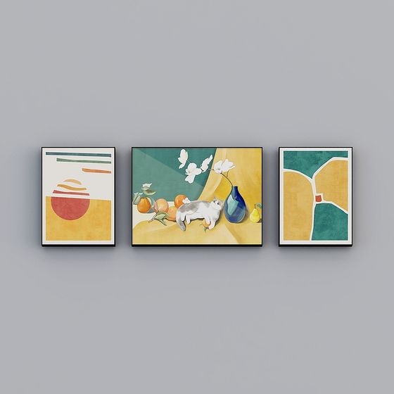 Abstract Still Life Triptych 3D model