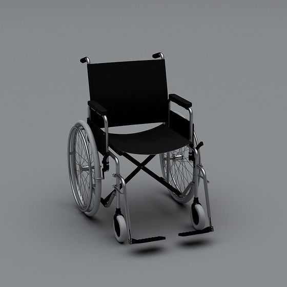 Modern Wheelchair 3D Model in Black for Hospital