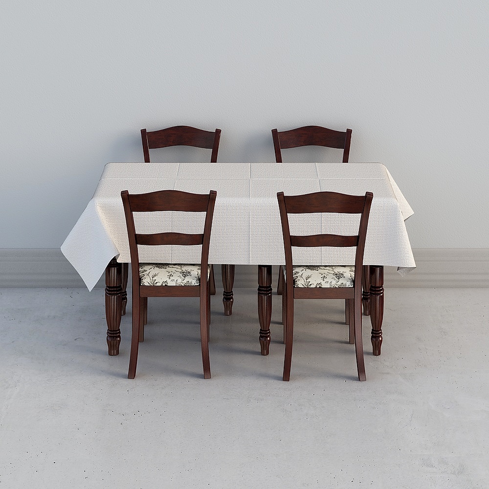 Chic Low-Poly Dining Table and Chairs 3D model