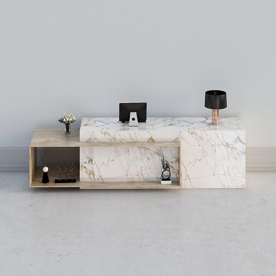 Elegant Marble Desk 3D model for Modern Spaces