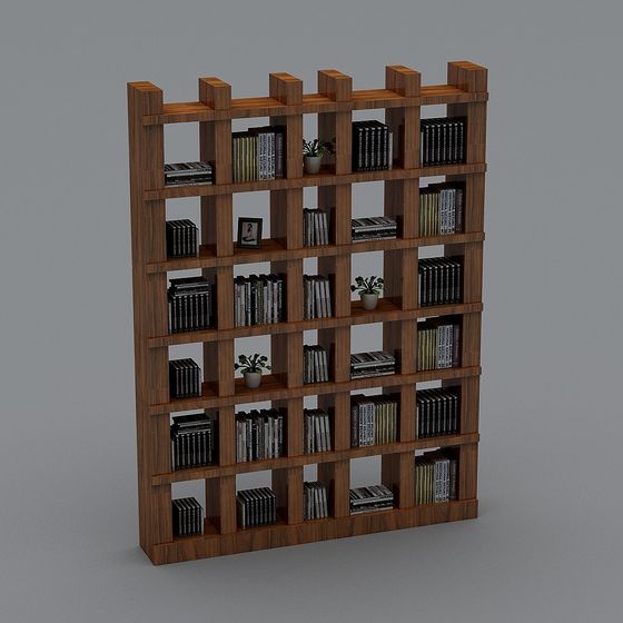 Stylish Low-Poly Bookshelf 3D model