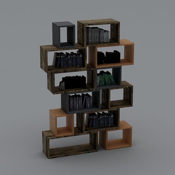 Stylish Low-Poly Bookshelf 3D model