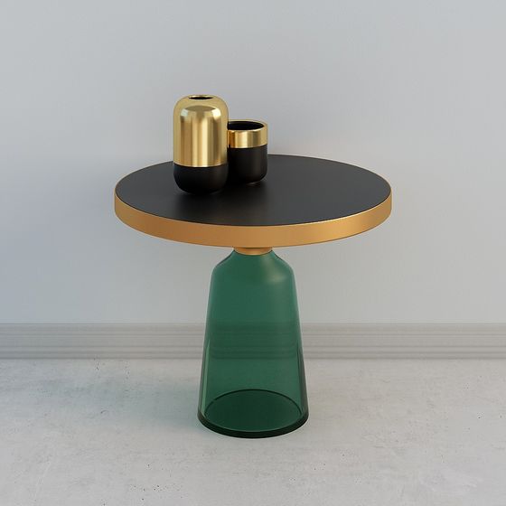 Stylish Glass and Metal Side Table 3D model
