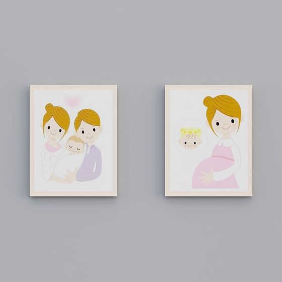 Family Happiness 3D Model in Warm Tones